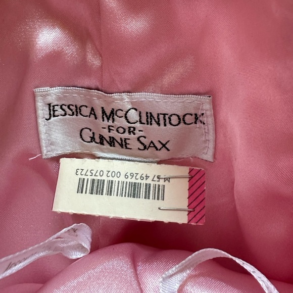 Jessica McClintock for Gunne Sax Vintage Baby Pink Maxi Trumpet Style Gown Sz 2 - Picture 8 of 12